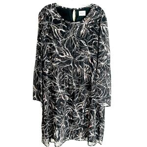 Wrap London Black White Mauve Floral Print Dress Size US 14